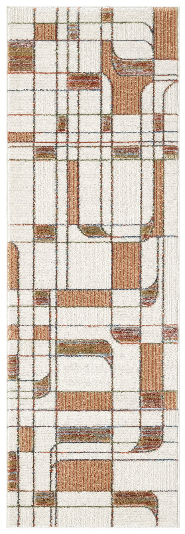 Nourison Nordic 2' x 6' Ivory Rust Mid-Century Modern Indoor Rug