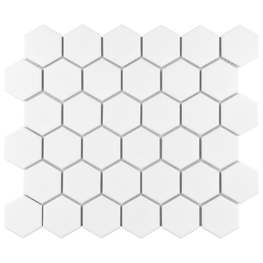 Metro 2 Hex Matte White 11 18 In X 12 58 In Porcelain Mosaic Tile Merola Tile 1083