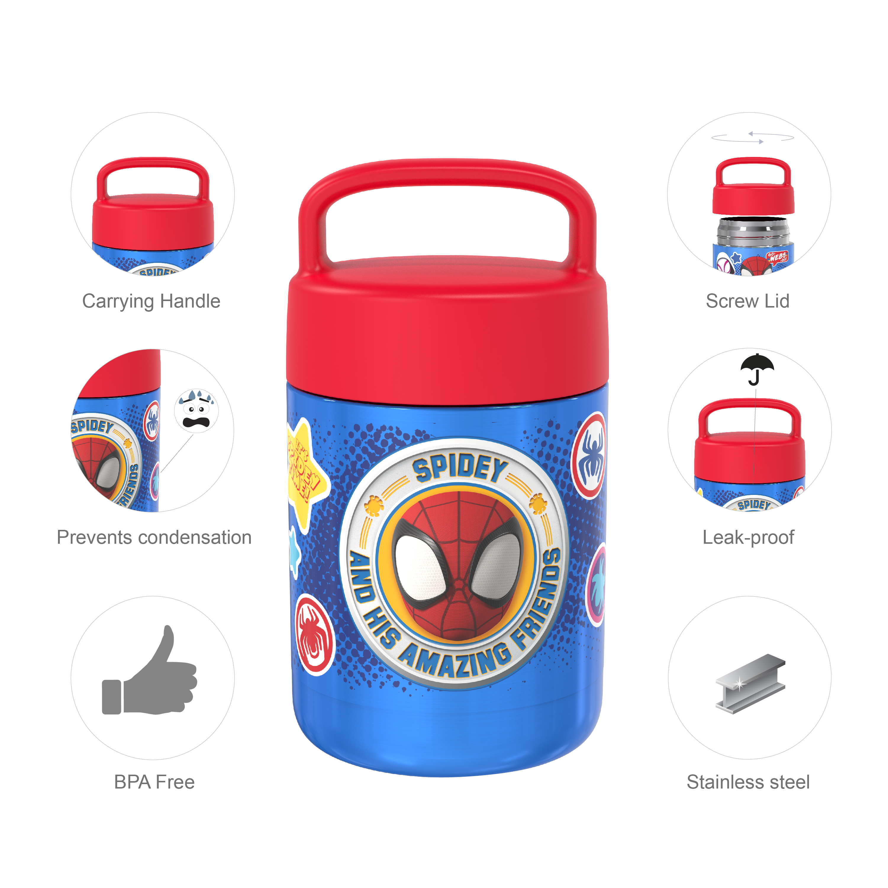 Spider-Man and His Amazing Friends Reusable Vacuum Insulated Stainless Steel Food Container, Spider-Friends slideshow image 8