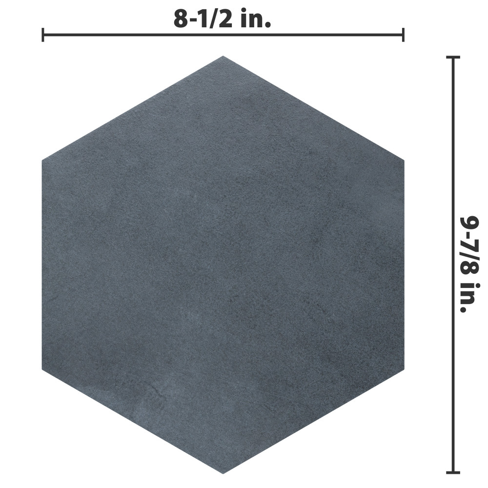 Industrial Hex Blue 8-1/2 in. x 9-7/8 in. Porcelain Floor and Wall Tile