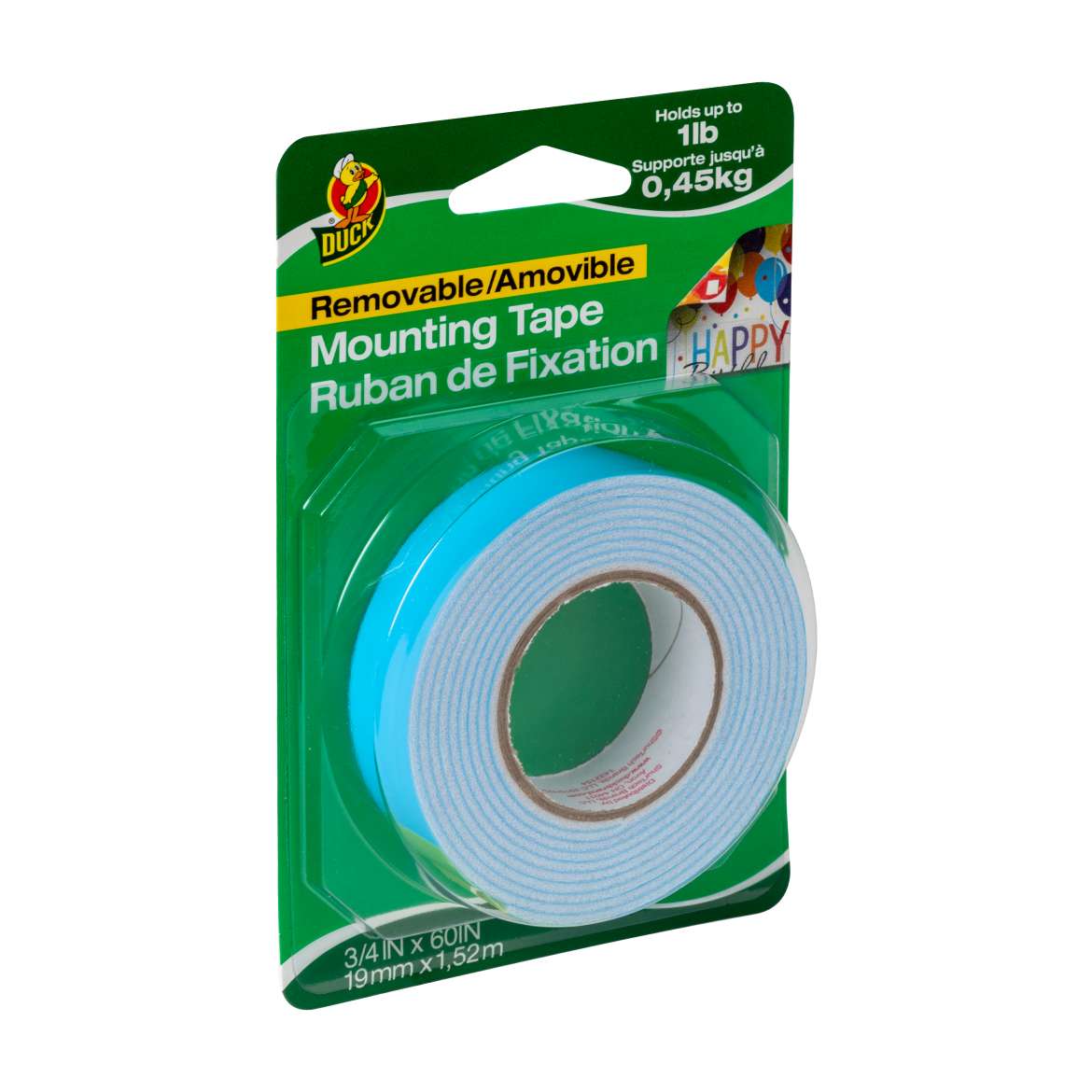 Duck® Brand Removable Mounting Tape - White, .75 in. x 60 in. Image