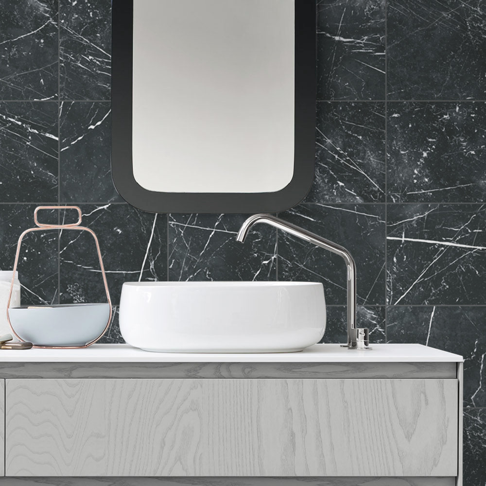 Timeless Marquina 9-3/4 in. x 9-3/4 in. Porcelain Floor and Wall Tile