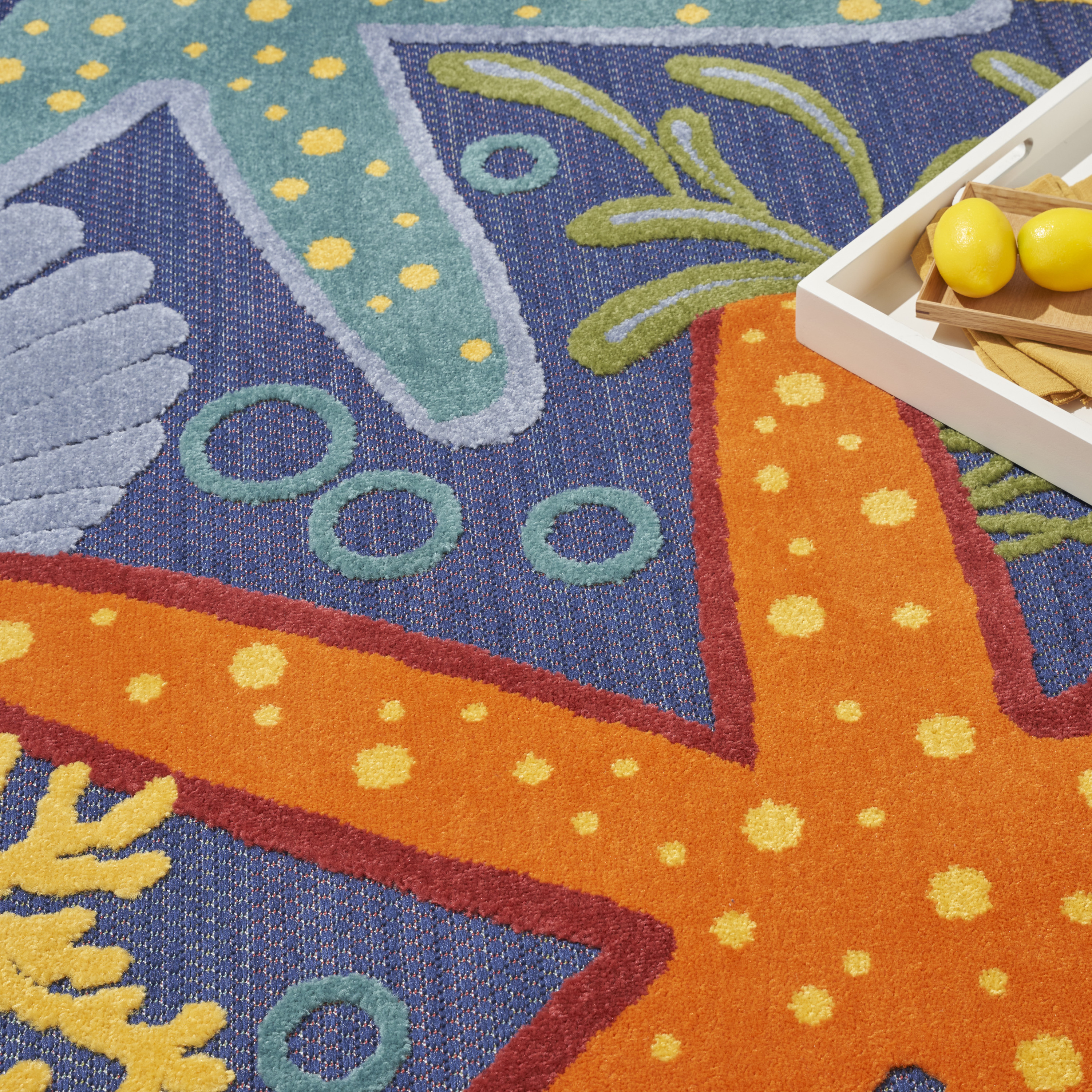 Nourison Aloha 6' x 9' Navy Multicolor Outdoor Rug