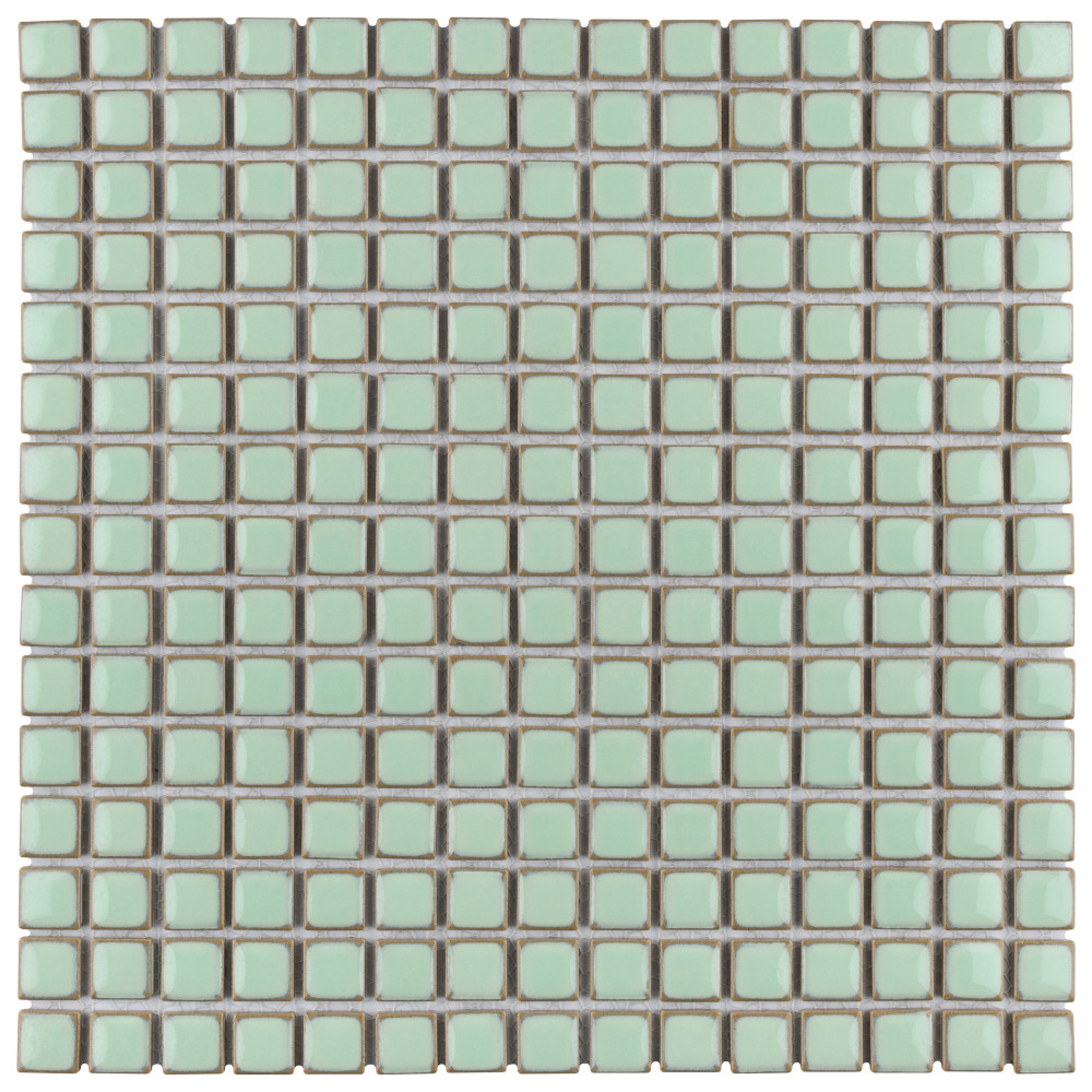 Hudson Edge Light Green 12-1/4 in. x 12-1/4 in. Porcelain Mosaic Tile