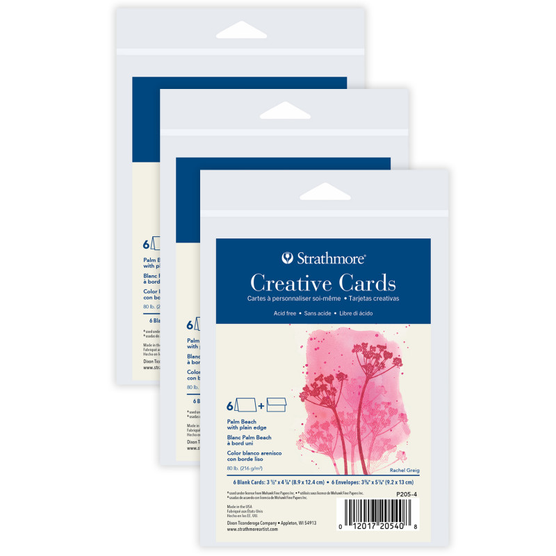 Creative Cards & Envelopes, Palm Beach with Plain Edge, Anniversary Size, 3.5x4.875 inch, 6 Per Pack, 3 Packs