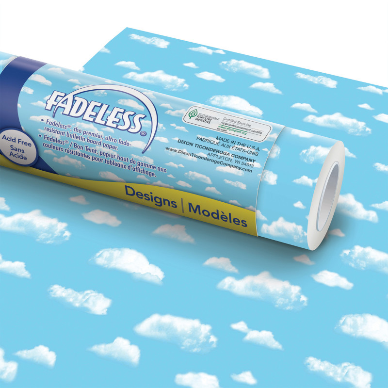 Bulletin Board Art Paper, Clouds, 48" x 50', 1 Roll