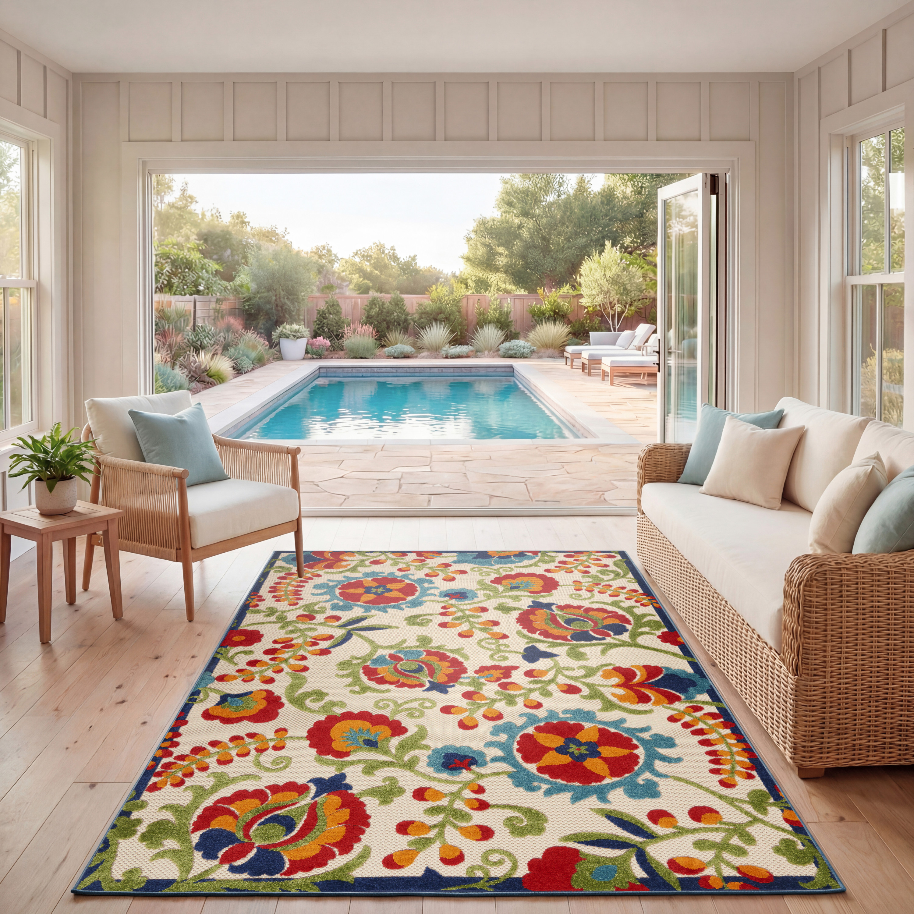 Nourison Aloha 3'6" x 5'6" Multicolor Farmhouse Rug