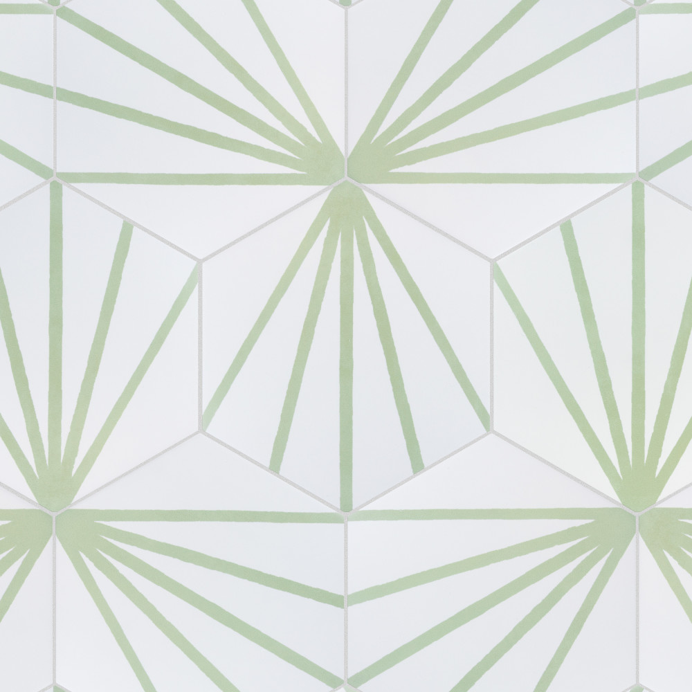 Horizon Dawn Hex Verde 7.75x9 Hexagon Ceramic Floor and Wall Digital Pattern