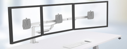 The Novus CLU dual and triple monitor arms are designed to easily align two or three monitors for comfortable side-by-side viewing.
