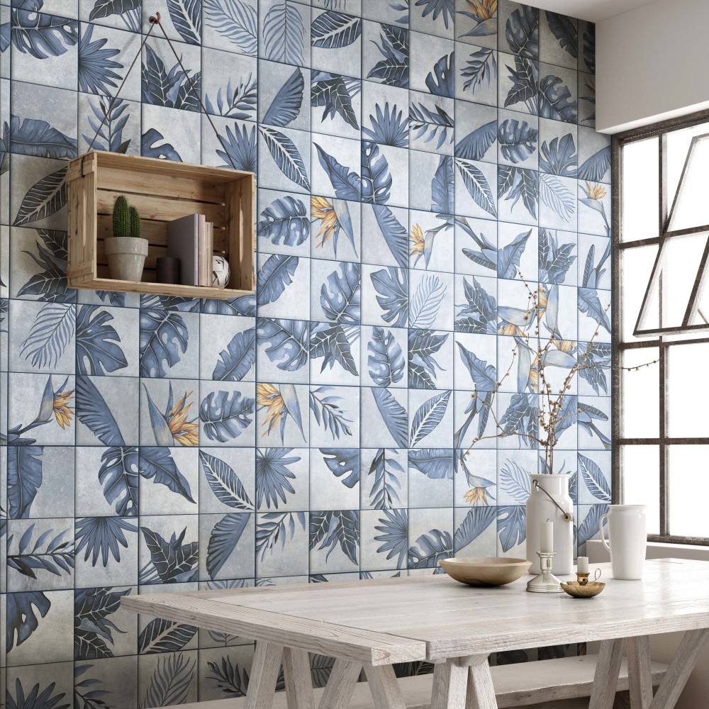 Sample – Nusa Botanic Sapphire Porcelain Floor and Wall Tile