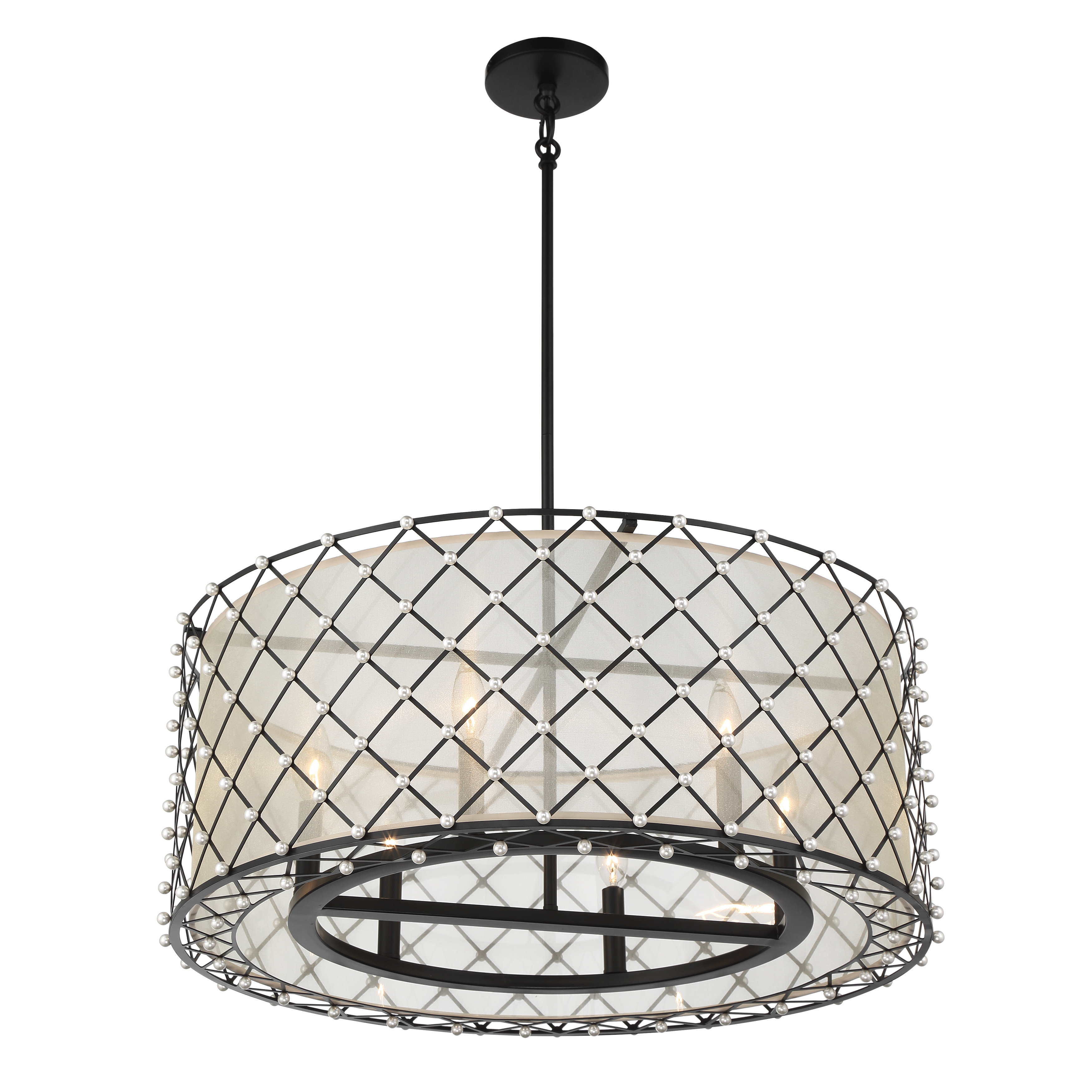 Sheer Elegance 6-Light Pendant with Gold Organza Shade - Image 4