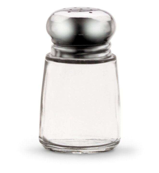 Traex© Dripcut©  traditional glass salt and   pepper shaker with chrome-plated top