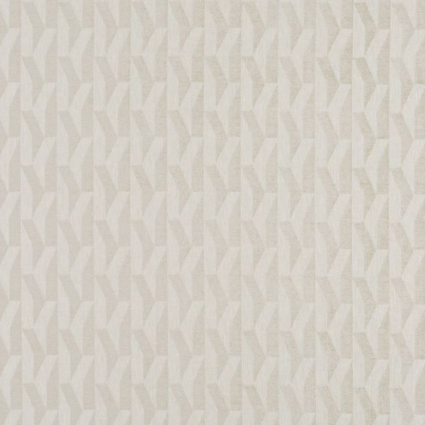 Beige woven wallpaper with repeating angular chevron motifs and subtle texture â€” covering a flat wall surface â€” evenly lit close-up, neutral tones, no other room features or view visible.