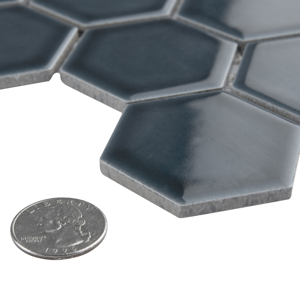 Tribeca 2″ Hex Glacier Blue 11-1/8 in. x 12-5/8 in. Porcelain Mosaic Tile