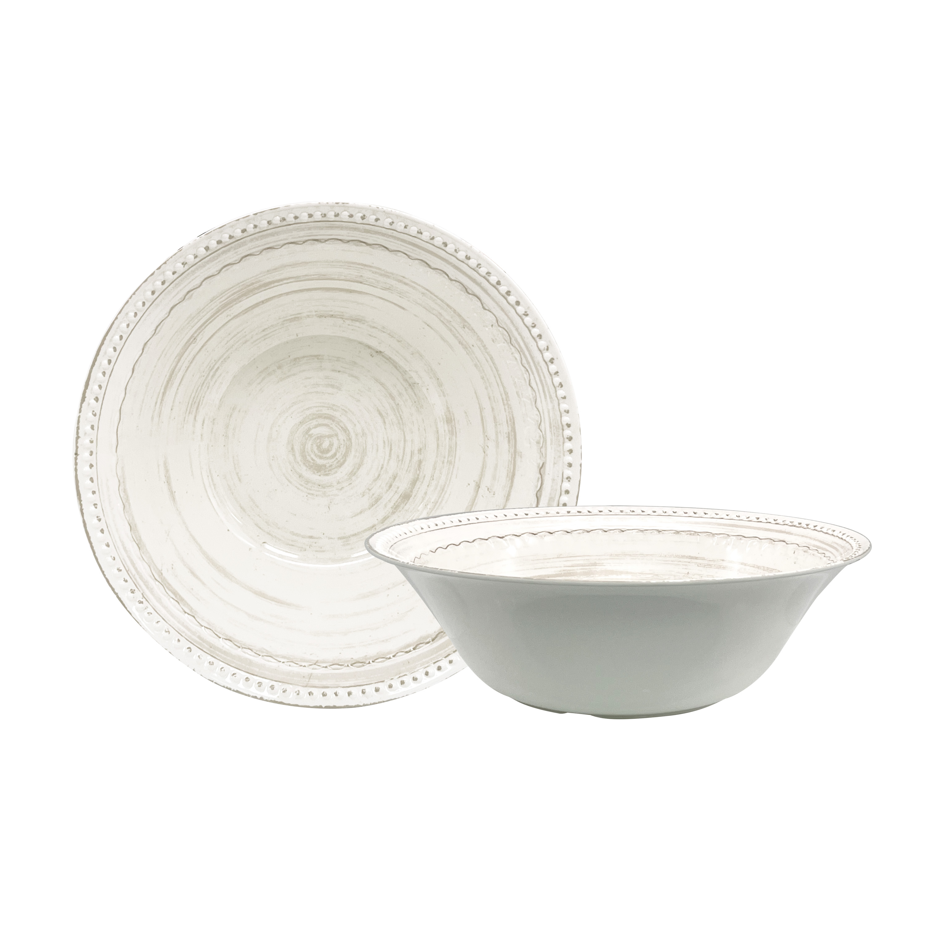 French Country 12-inch Melamine Serving Bowls, White, 2-piece set slideshow image 1