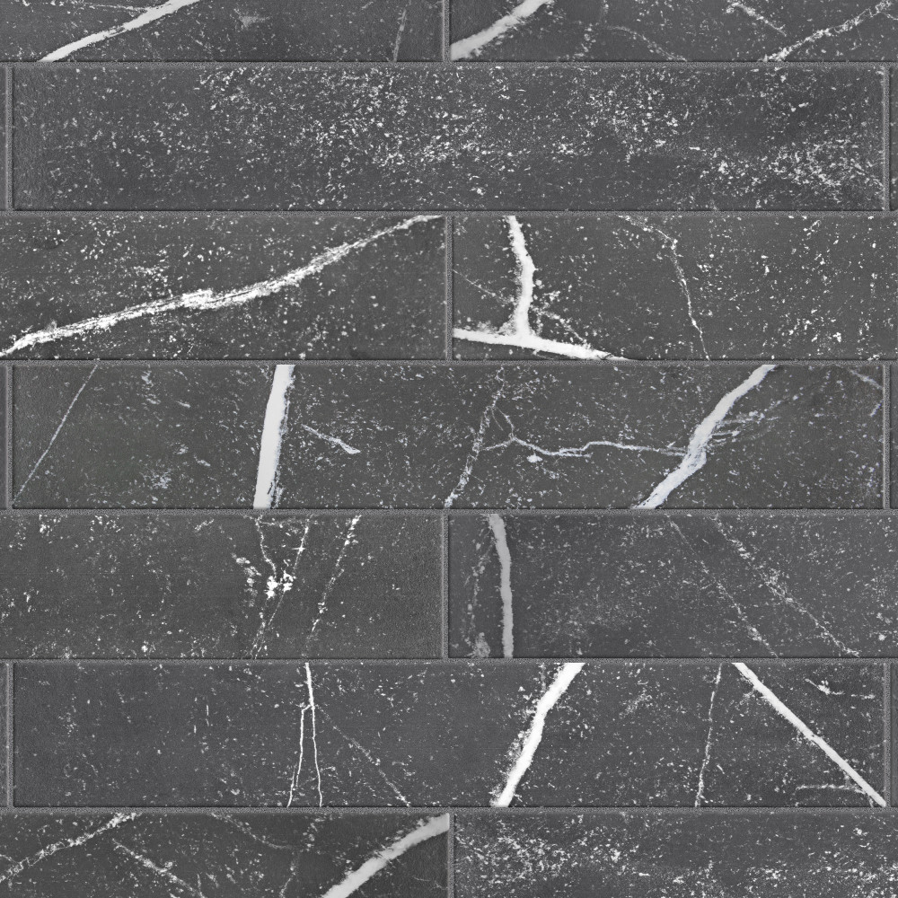 Tinos Black 3-1/8 in. x 17-3/8 in. Porcelain Floor and Wall Tile