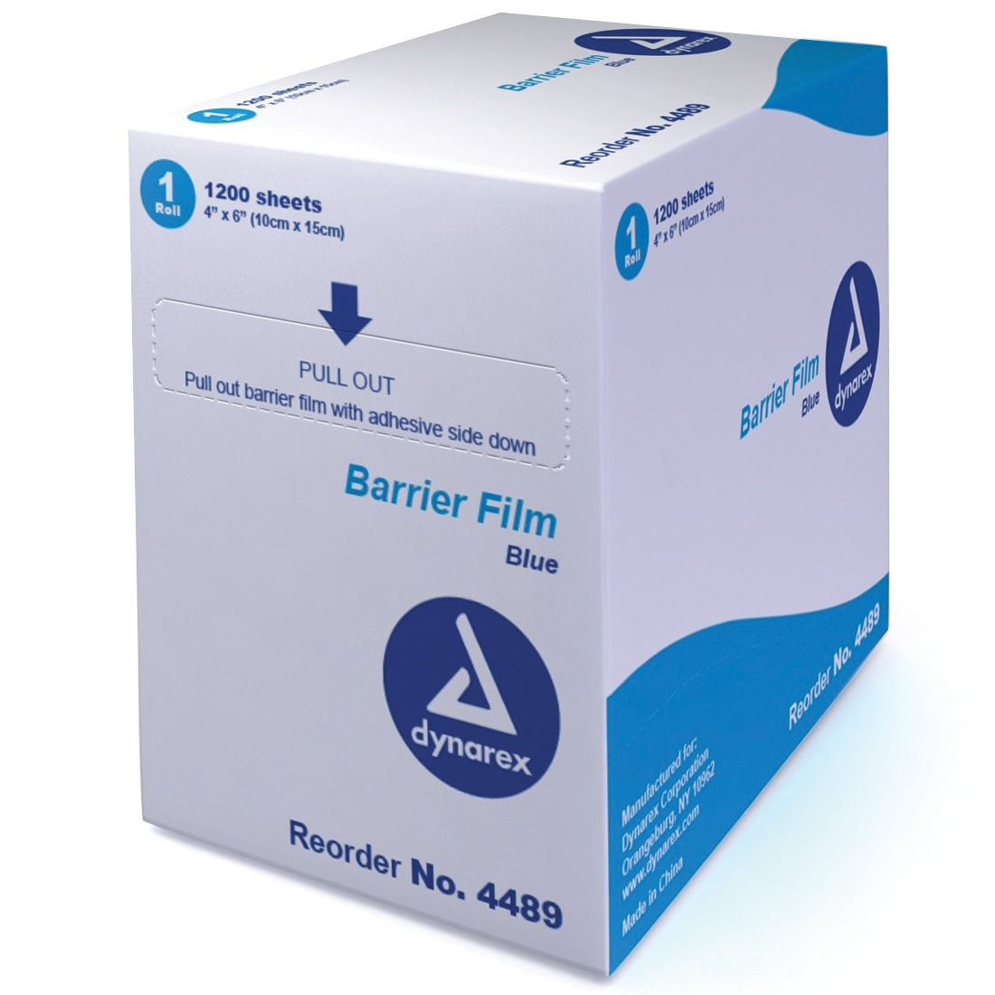 Dynarex Barrier Film in dispenser box, blue- 1200 sheets/Roll