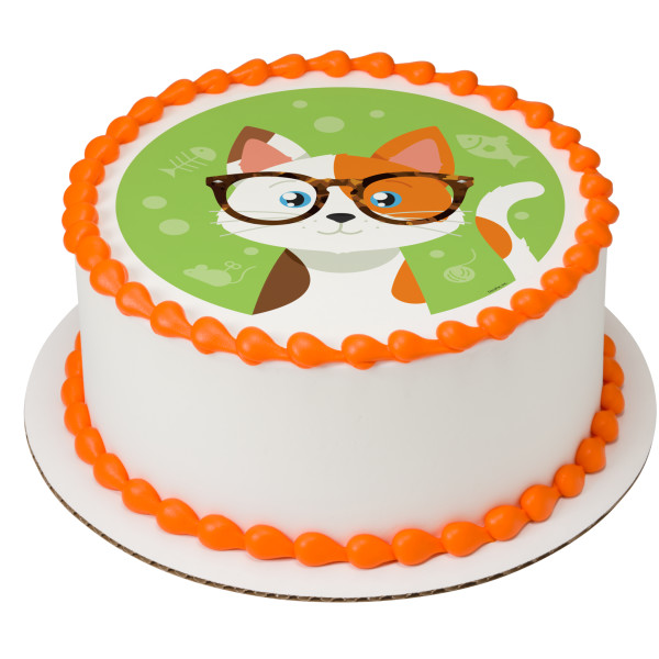 Kitty With Glasses PhotoCake® Edible Image®