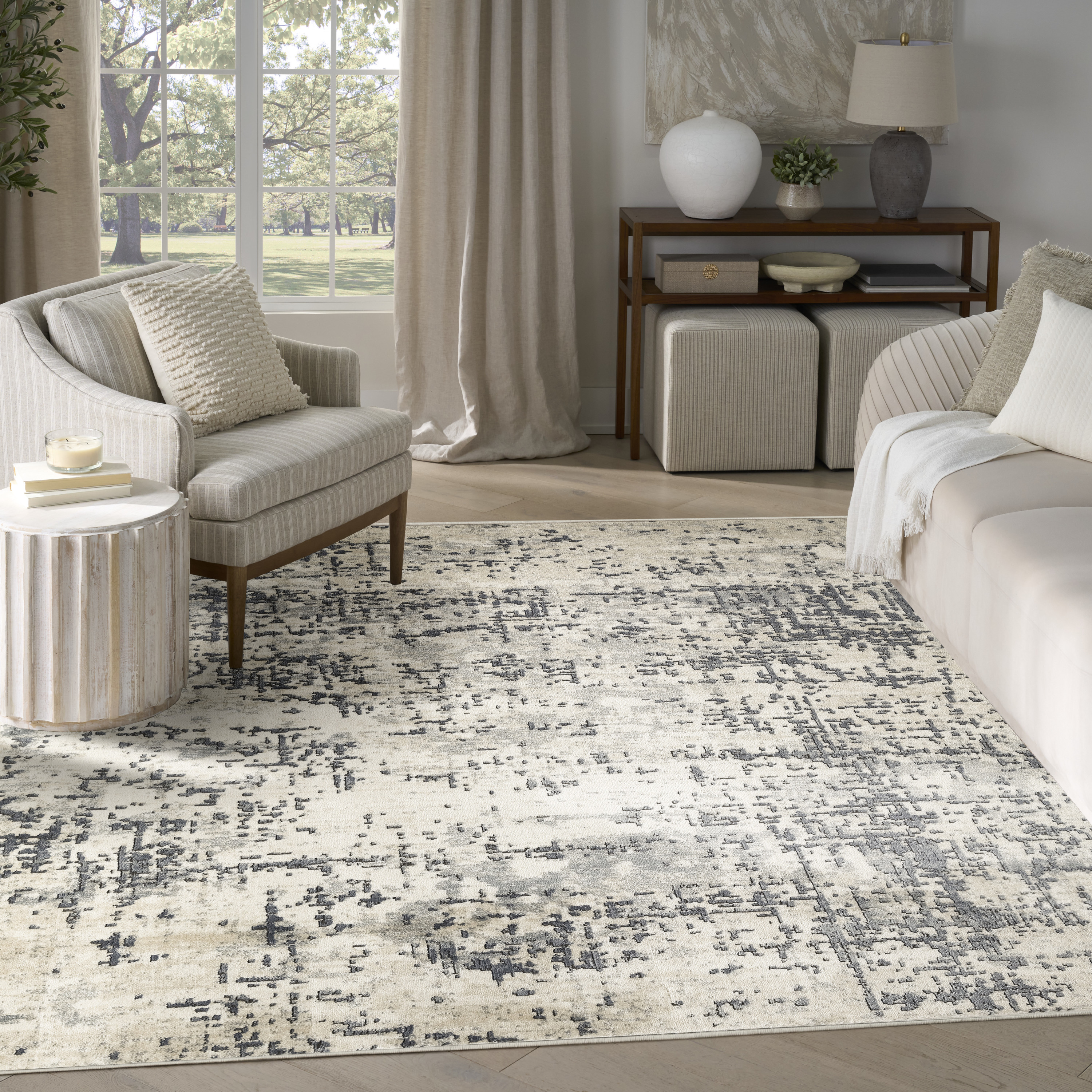 Nourison Quarry 7'10" x 9'10" Ivory Grey Modern Indoor Rug