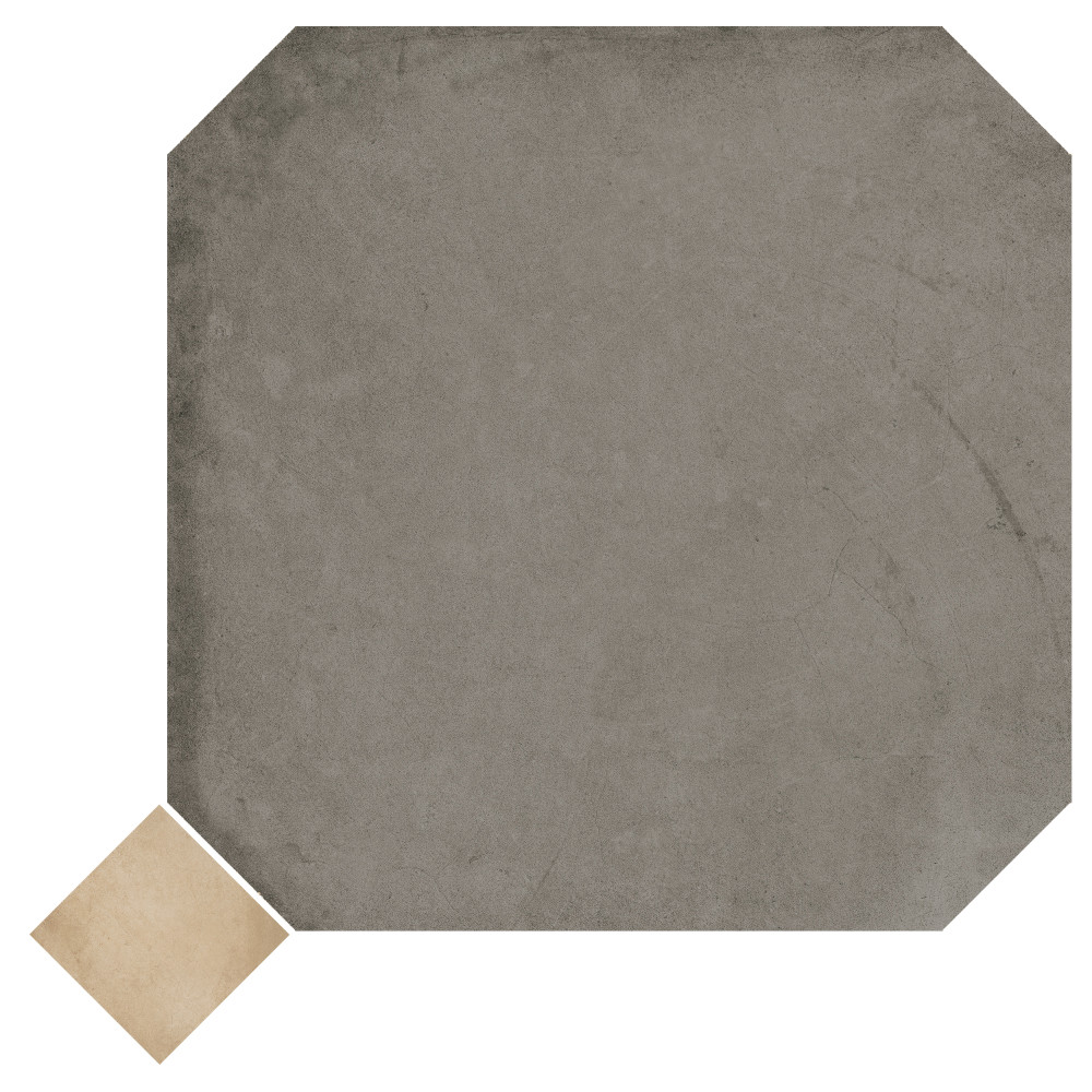 Laverton Octagon Grafito with Taco Beige 7-7/8 in. x 7-7/8 in. Porcelain Floor and Wall Tile