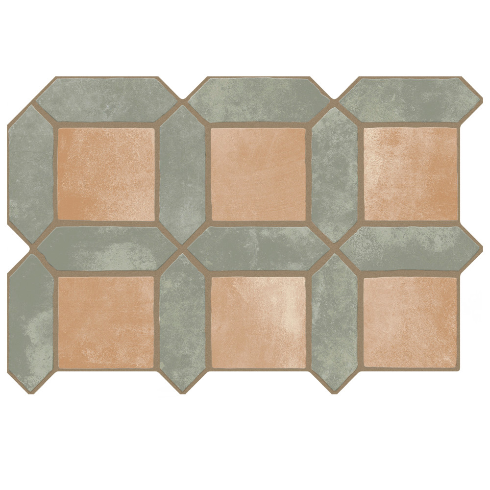 Picket Arendel Green with Terra Square 14-5/8 in. x 22-1/2 in. Porcelain Floor and Wall Tile