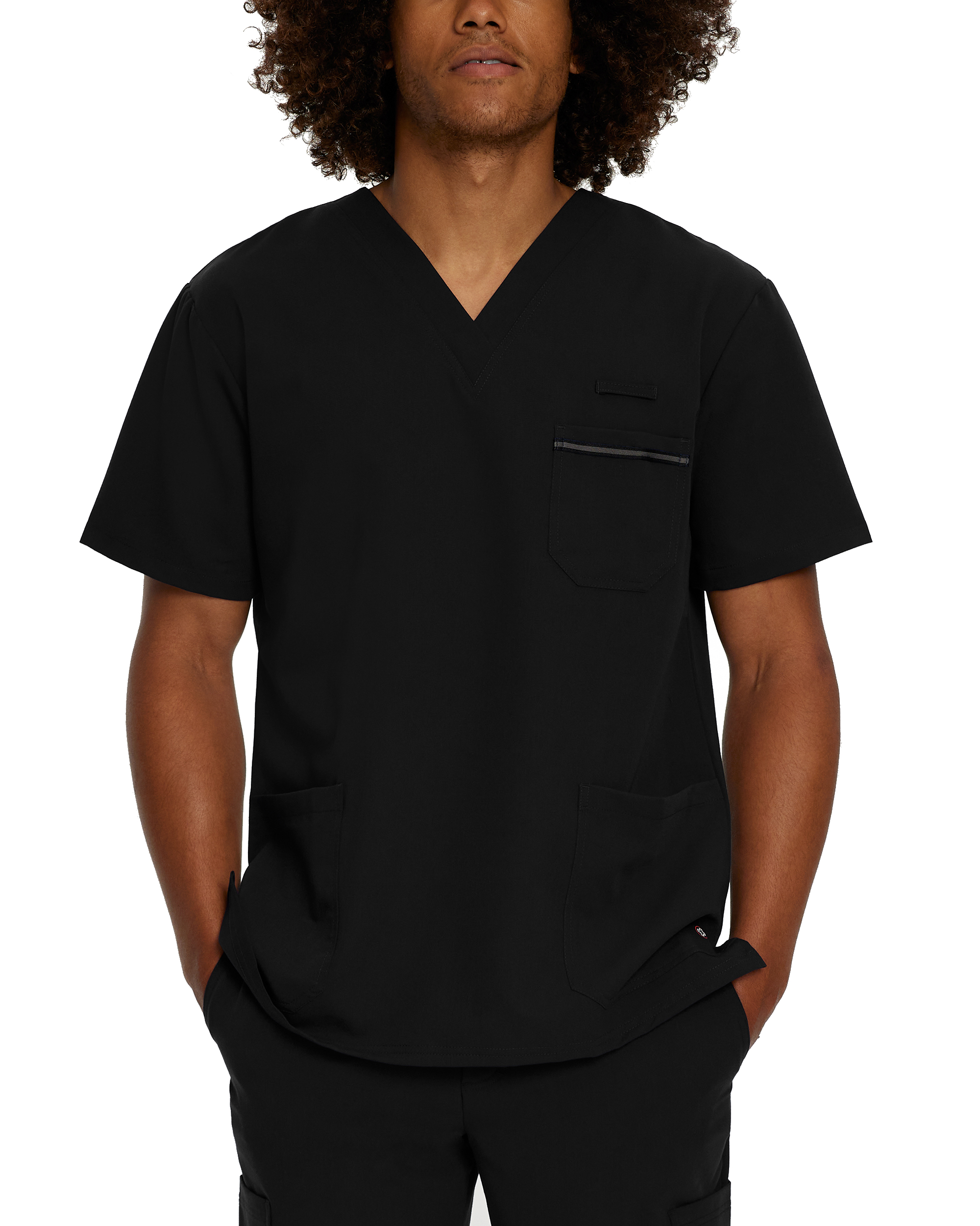 White Cross V-Tess Men&#8216;s 3-Pocket V-Neck Scrub Top-White Cross
