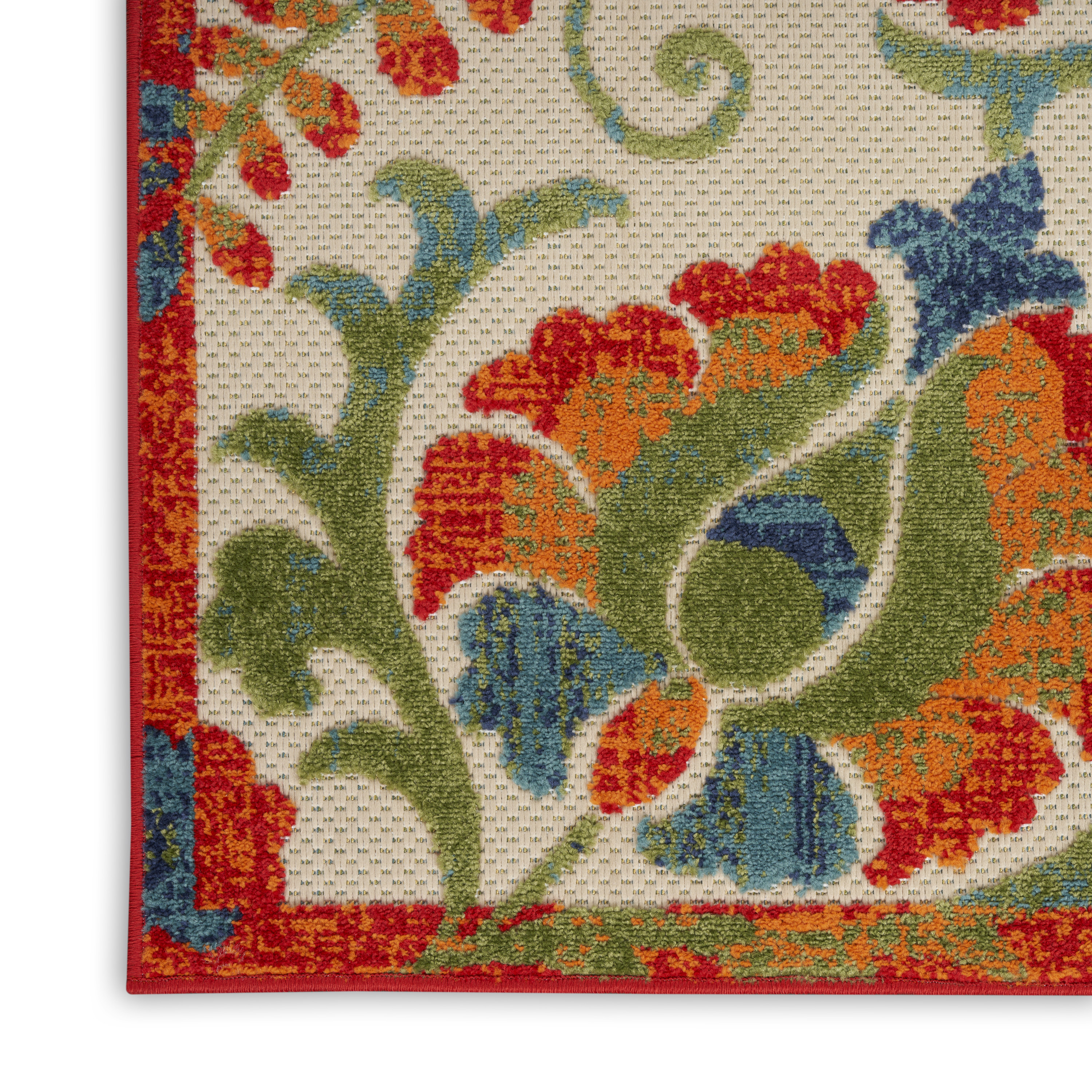 Nourison Aloha 7'10" x 10'6" Red Multicolor Farmhouse Rug