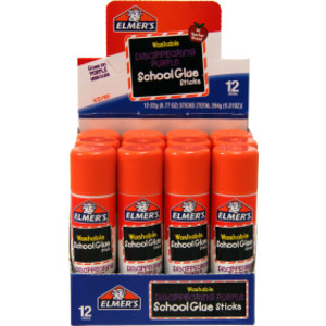 Washable School Glue Stick, Disappearing Purple, 0.77 oz, Pack of 12