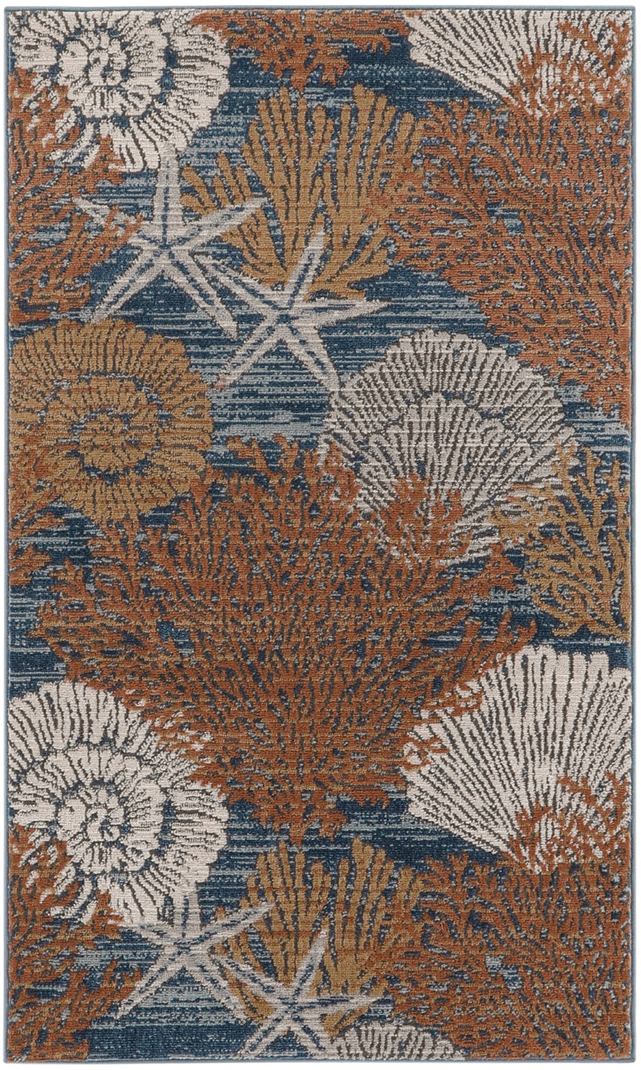 Nourison Seaside 3' x 5' Blue Multicolor Coastal, Nautical & Beach Indoor Rug