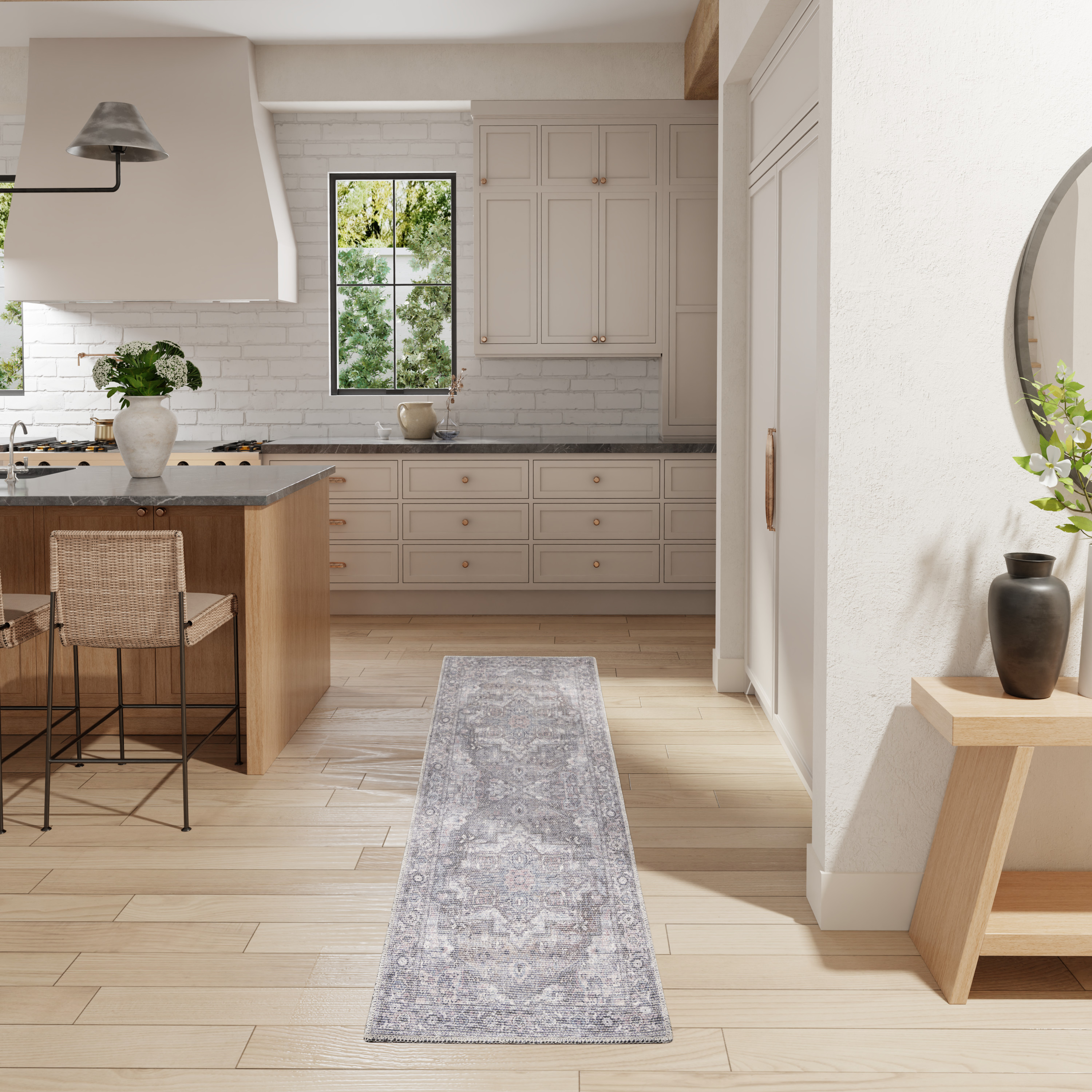 Nourison New Concept Washables 2'2" x 8' Grey Vintage Indoor Rug