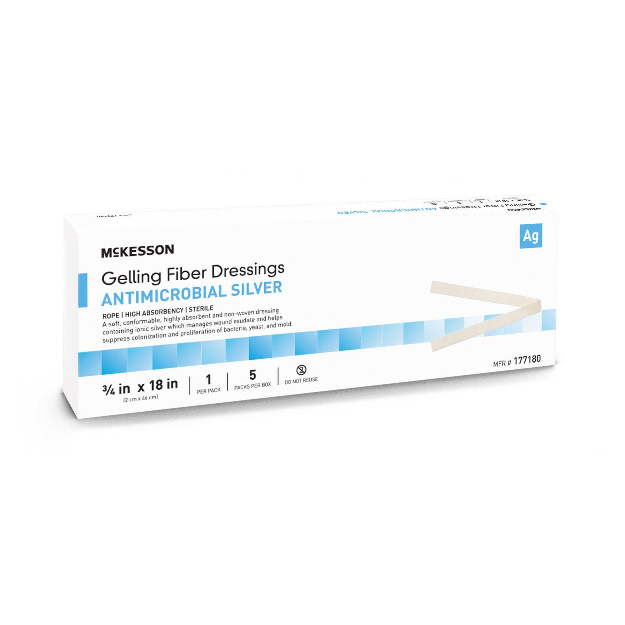 McKesson Silver Gelling Fiber Dressing, 3/4 x 18 Inch