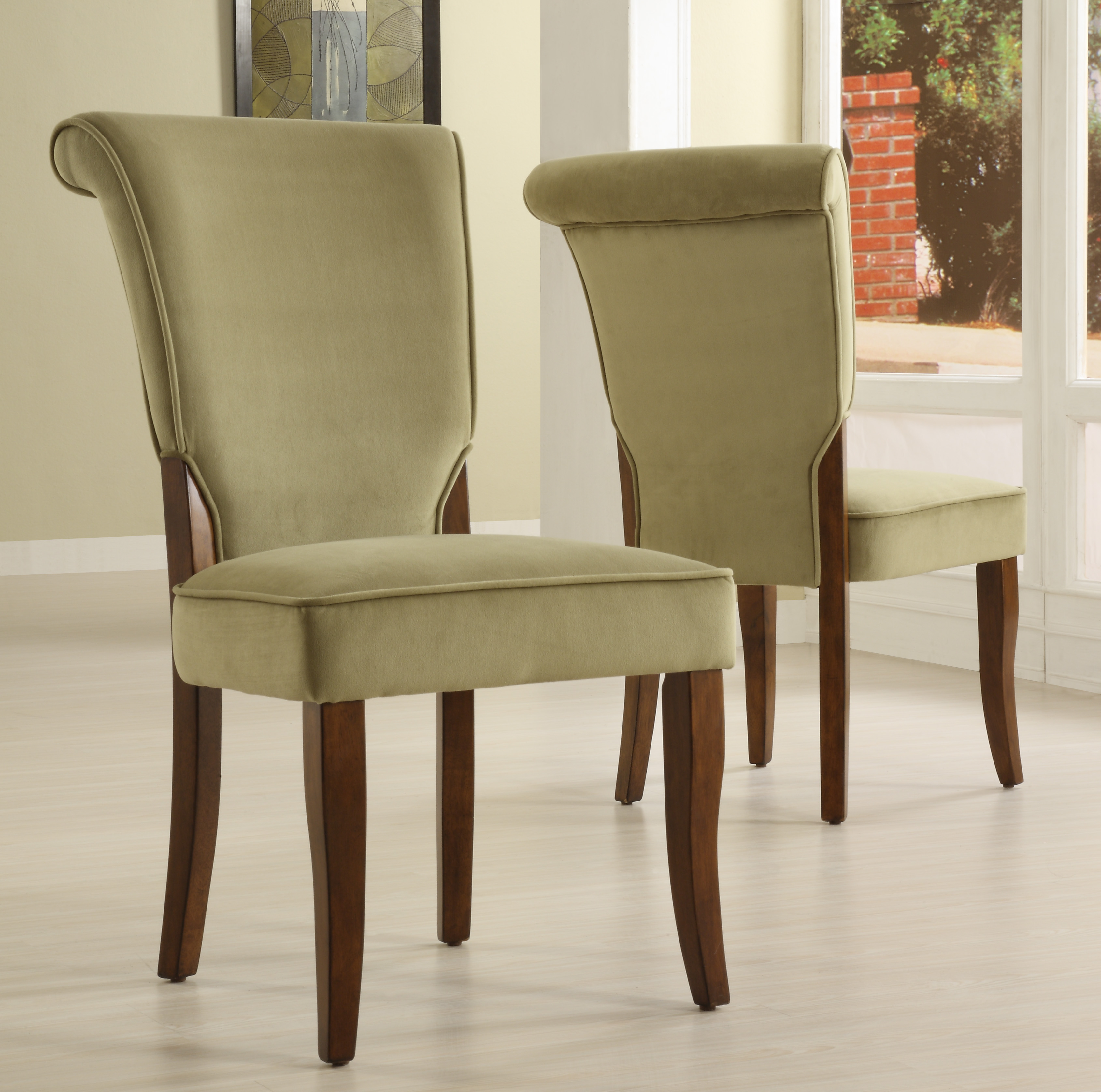 Velvet Upholstered Dining Chairs (Set of 2)