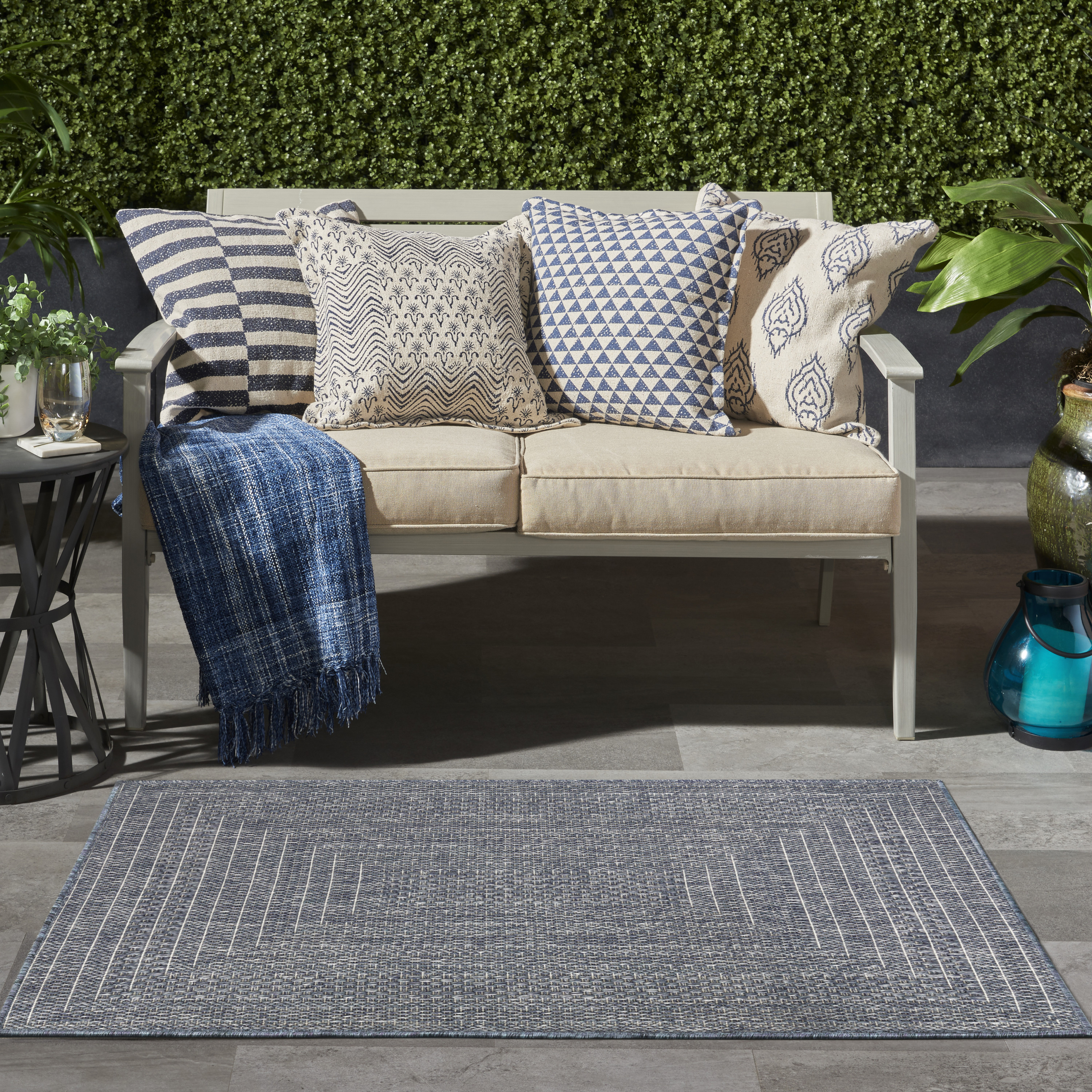 Nourison Tulum 3' x 5' Denim Outdoor Rug