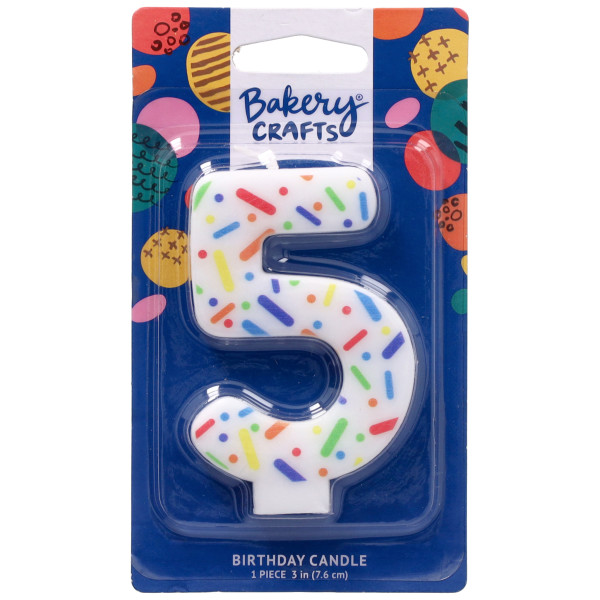 5 Rainbow Sprinkle Numeral Candles
