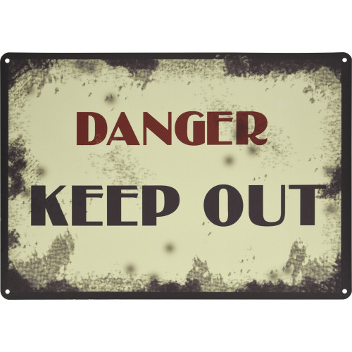 Aluminum Vintage Danger Keep Out Sign, 10