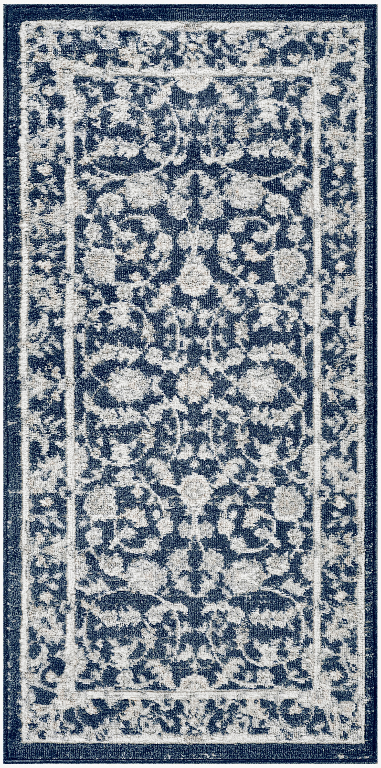 Nourison Dekor 2' x 4' Slate/Ivory Vintage Indoor Rug