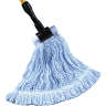 Hillyard, Waxer Polyester/Rayon Looped-End Finish Mop Head with 5" Headband, Large, Blue/White