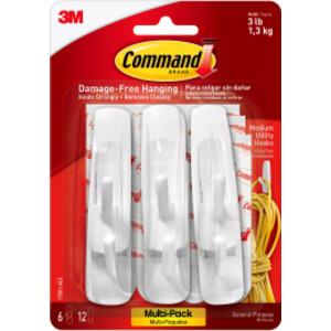 Command&trade; Medium Utility Hooks Multi-Pack, 6 Count