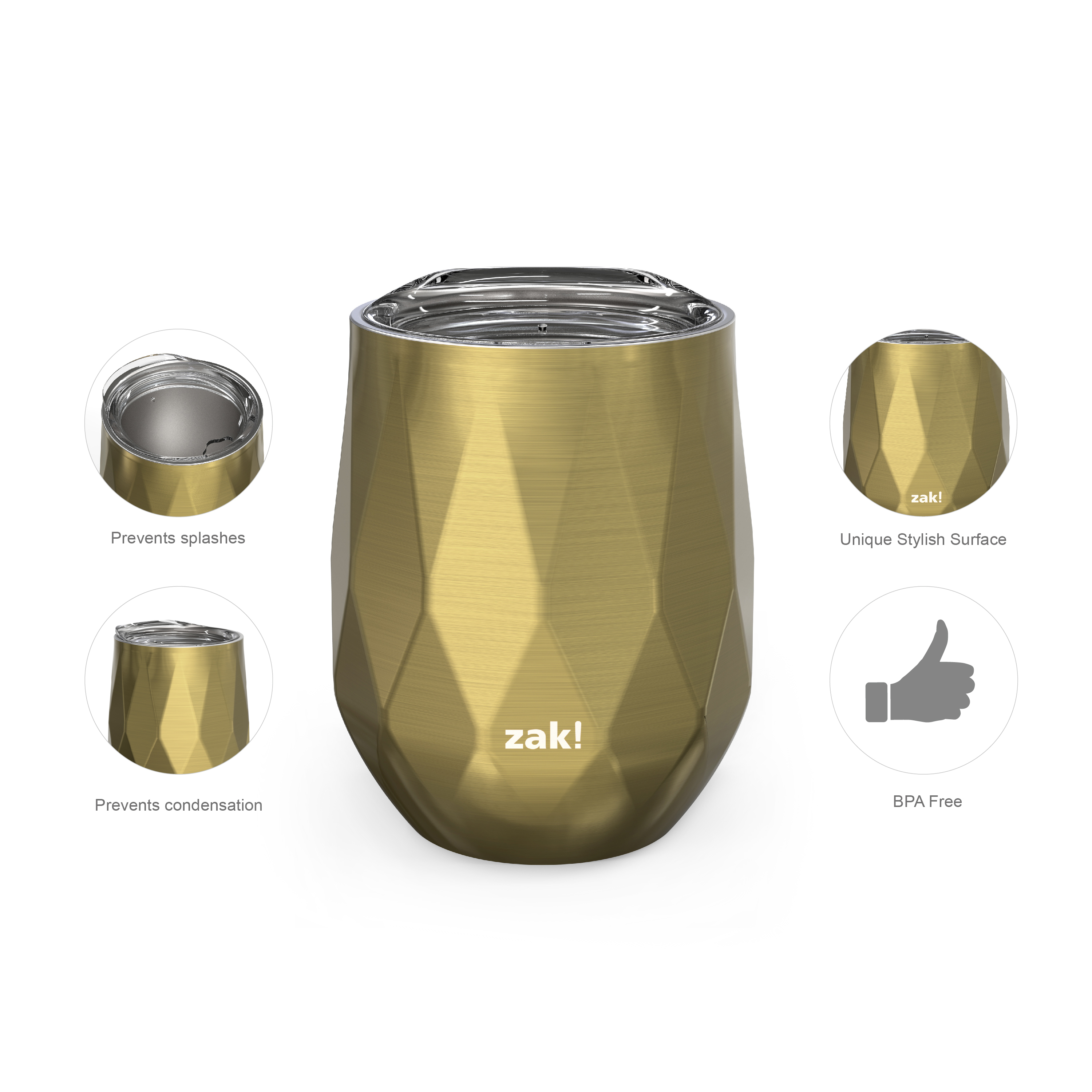 Fractal 11 ounce Vacuum Insulated Stainless Steel Tumbler, Light Gold