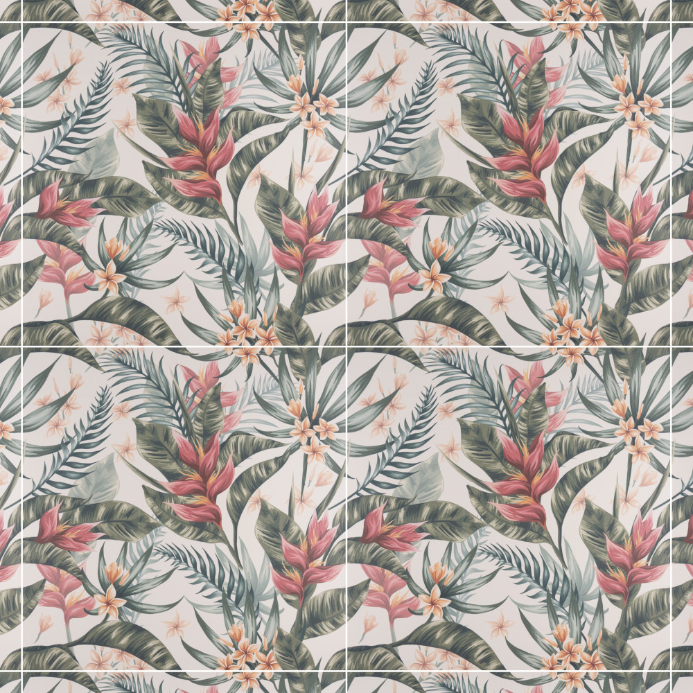 Imagine Botanical Utopia 19.38x19.38 Square Porcelain Floor and Wall Digital Pattern