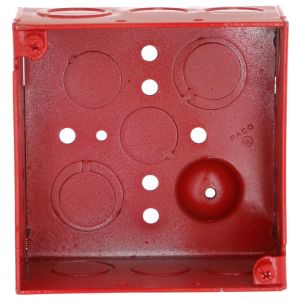 Raco 911-3 Red 4 In. Square Box, 2-1/8 In. Deep, Welded, Knockouts ...