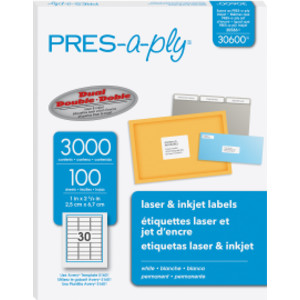 Printable Address Labels, 1" x 2-5/8", 3,000 Pack