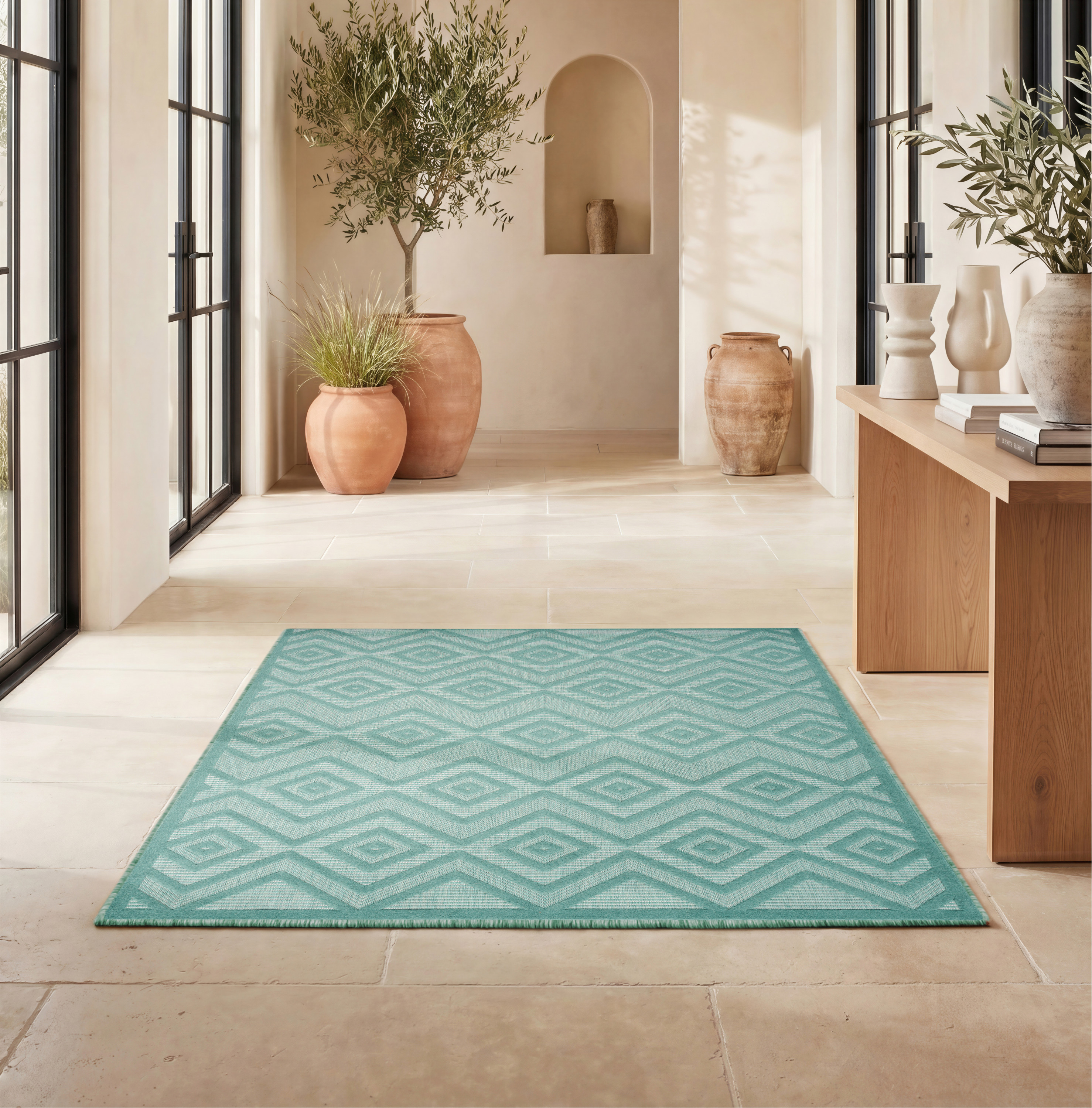 Nourison Versatile 5' x 7' Aqua Teal Modern Rug