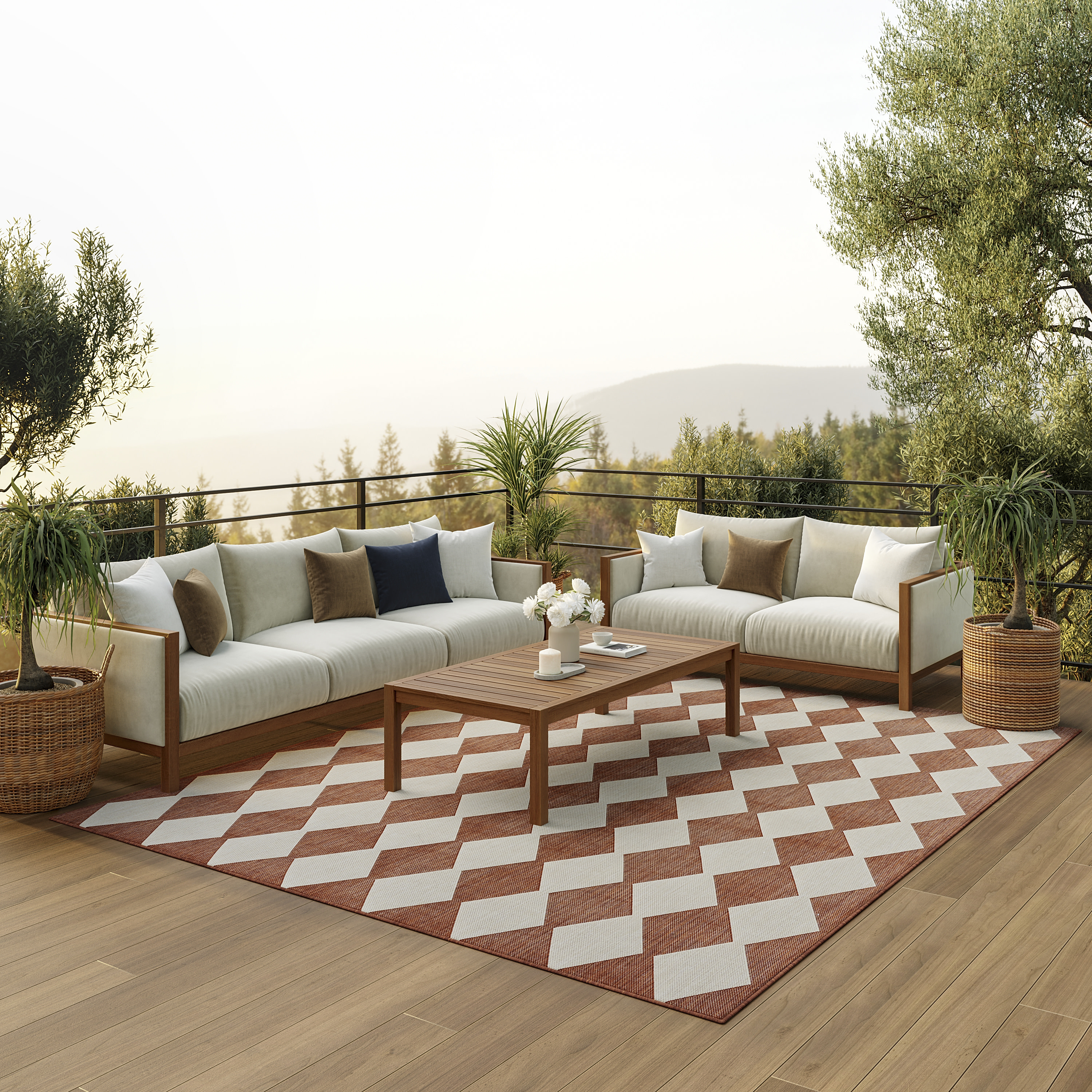 Nourison Positano 7' x 10' Terracotta Modern Rug