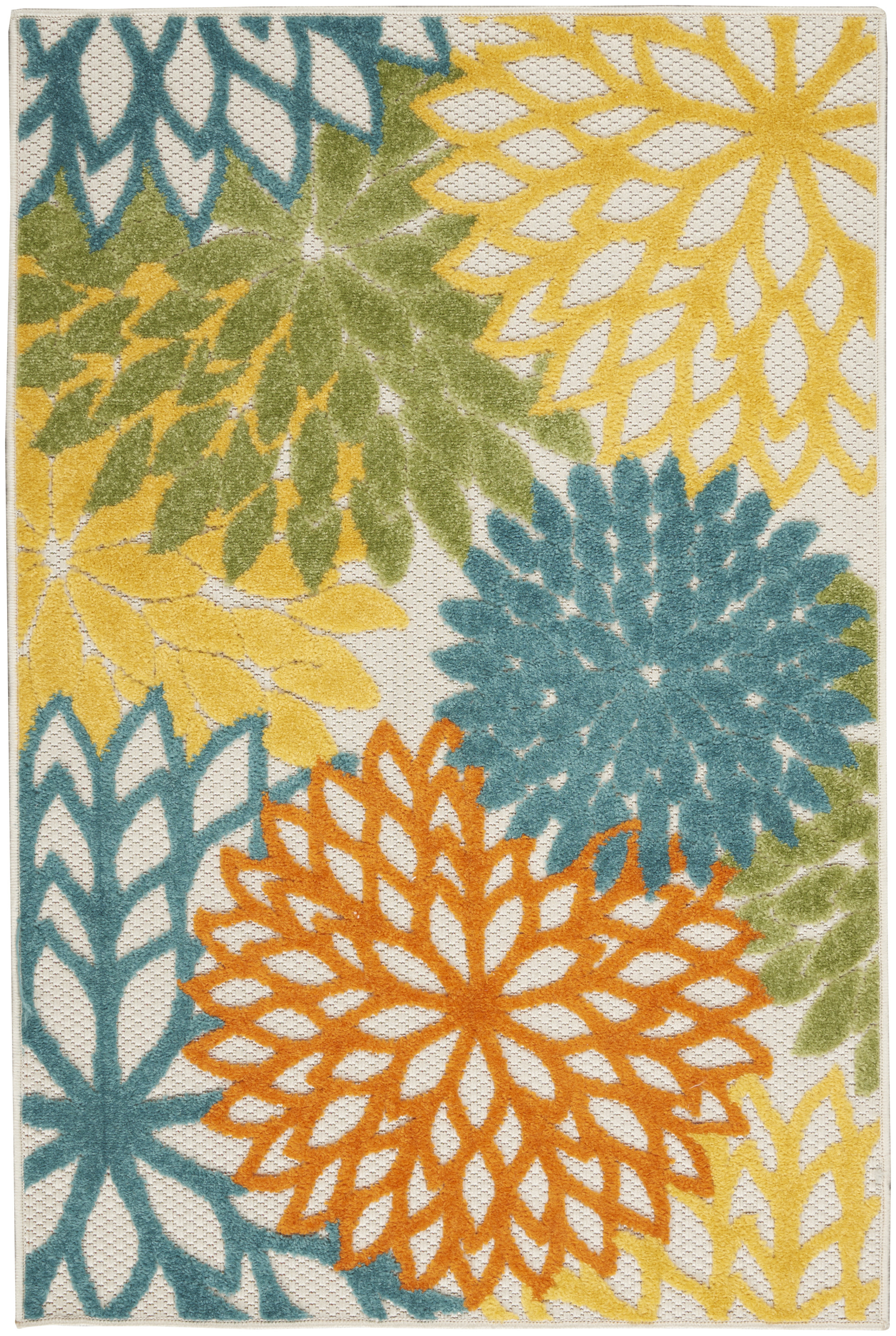 Nourison Aloha 3' x 5' Turquoise/Multicolor Tropical Rug
