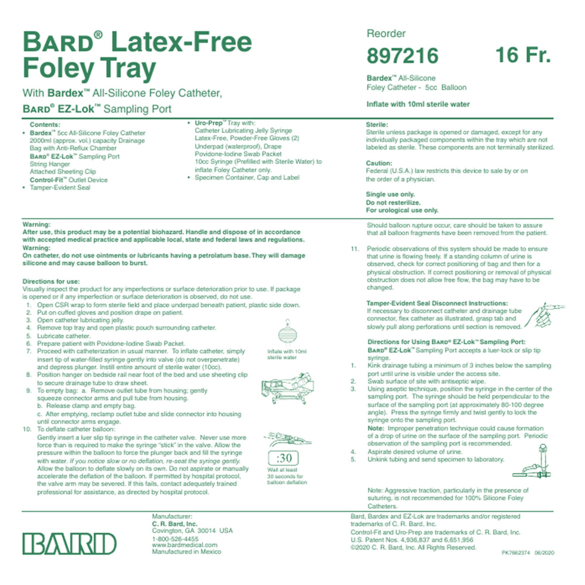 Bardia® Indwelling Catheter Tray, 16 Fr., Chamber Bag