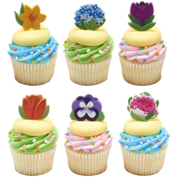 Bright Spring Flowers Cupcake Rings