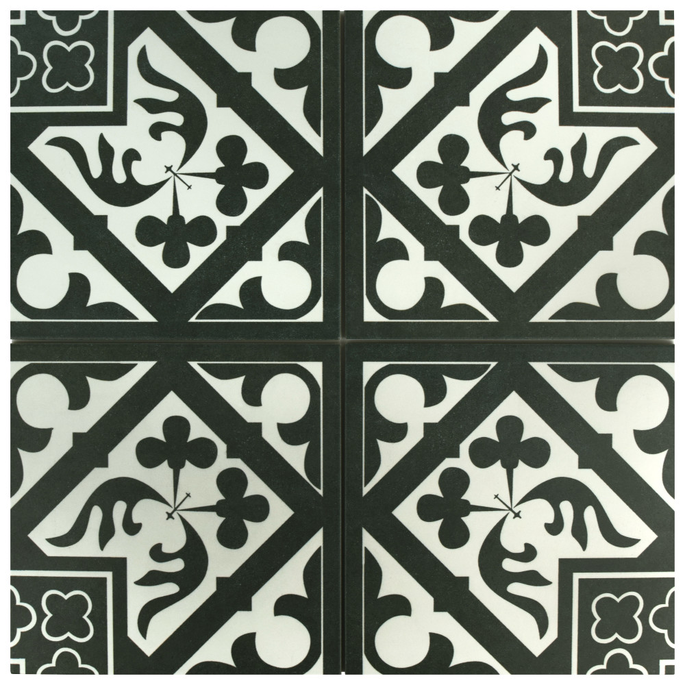 Majestic Orleans Angulo Black 9.75x9.75 Square Porcelain Floor and Wall Digital Pattern