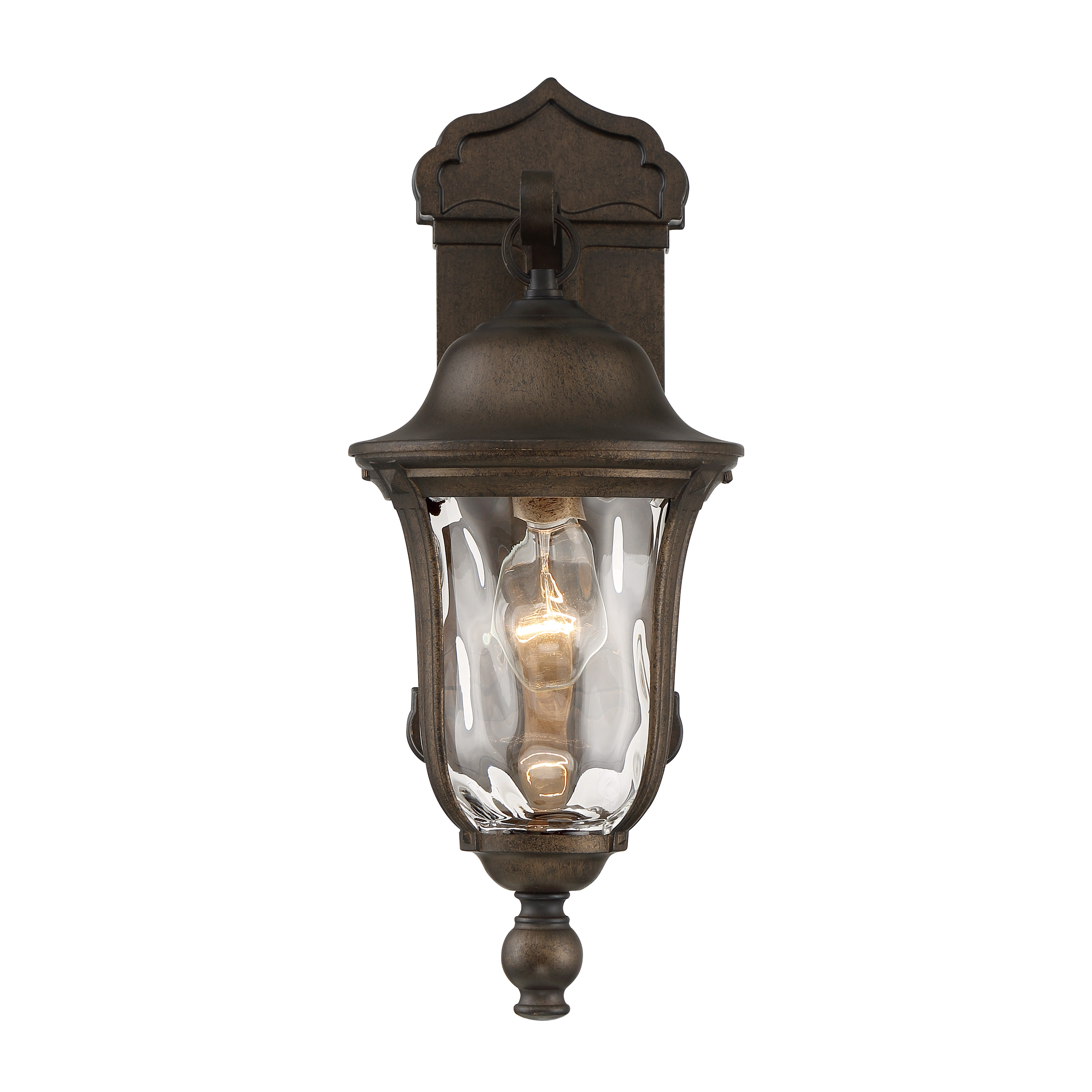 1 Light Wall Mount in Tauira Bronze and Alder Silver Finish with Clear Hammered Glass - alternate view