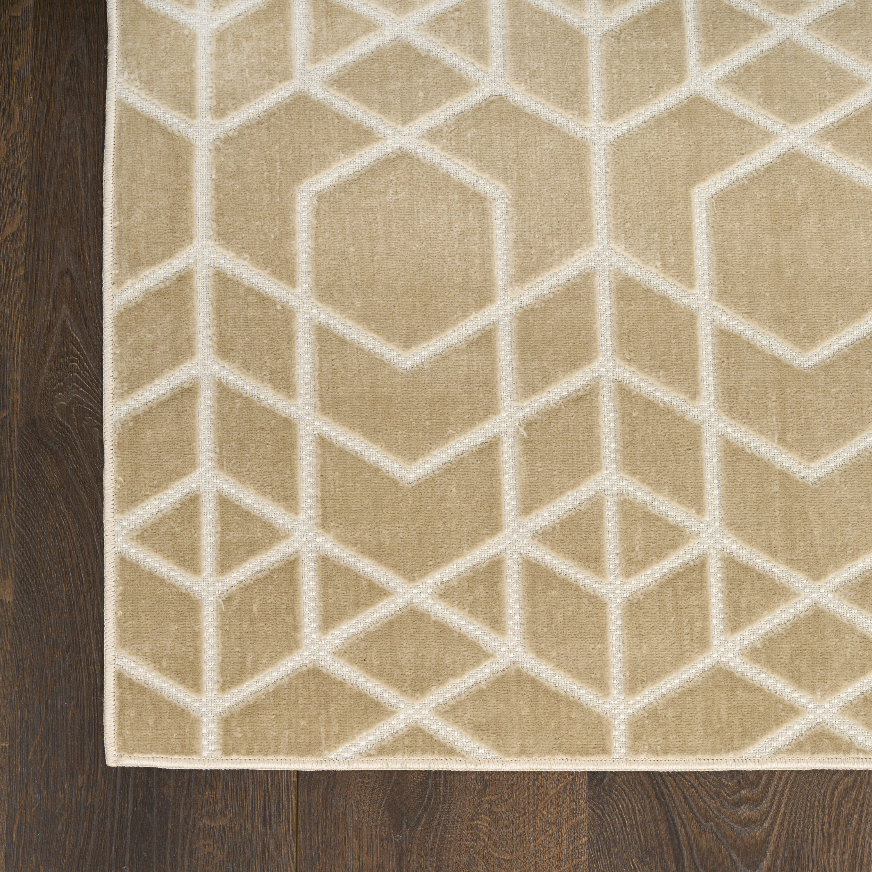Nourison Washable Charm 2' x 6' Beige Ivory Modern Indoor Rug
